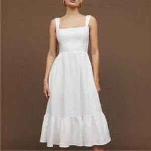 Reformation Bucatini Midi Linen Dress - White